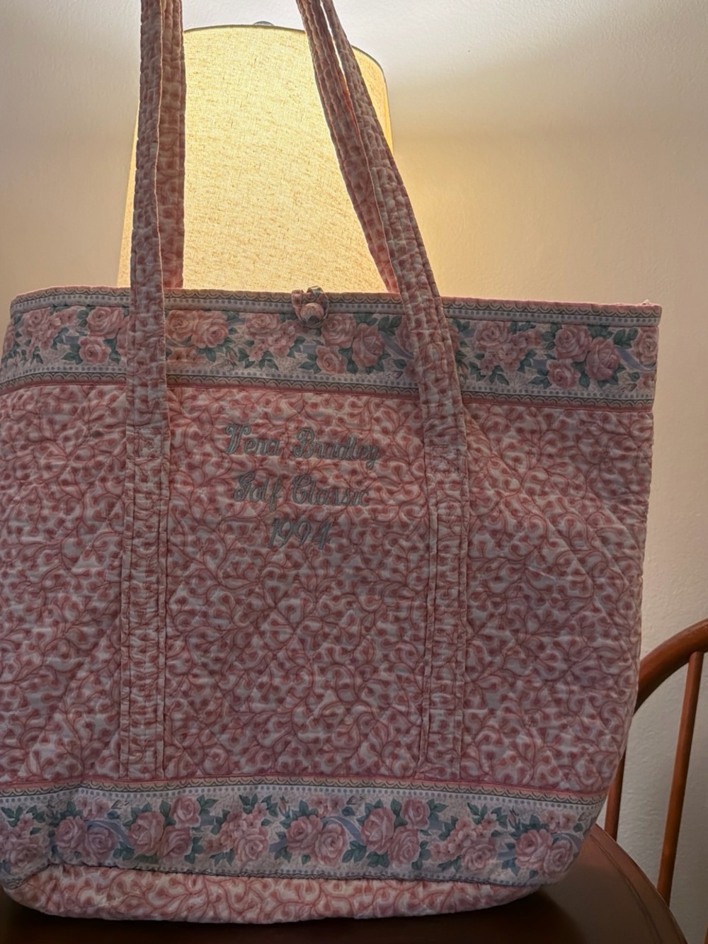 Vera Bradley XL Toggle Tote in Pink Delft